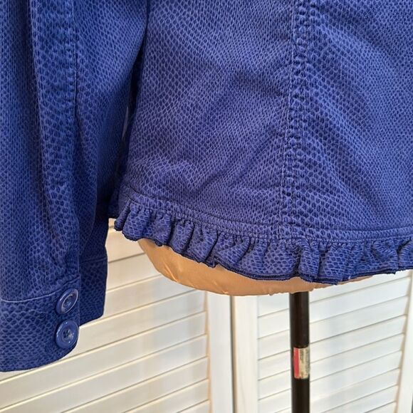 Chico's Corduroy Jacket Size 1 (8) Snake Print Stretch Ruffled - Picture 11 of 16